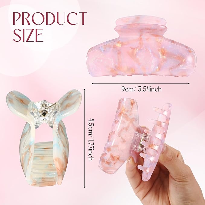 8 Pcs Large Acrylic Hair Claw Clips for Women Cute Non-slip Strong Hold Jaw Clamps Accessories for Thick Thin Hair (Bright Color)