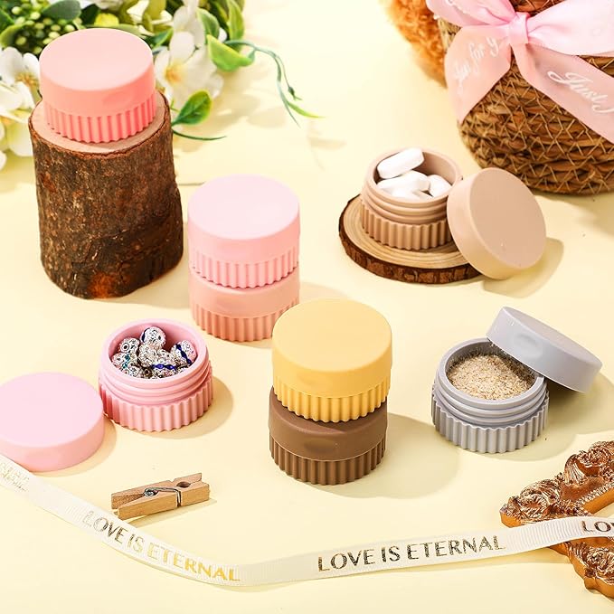 Maxcheck 8 Pcs Travel Containers for Toiletries 0.68 Oz/20 ml Small Silicone Cream Jar with Lid Mini Leakproof Lotion Jar Refillable Travel Cosmetic Container for Face Body Skin Cream (Novel Color)