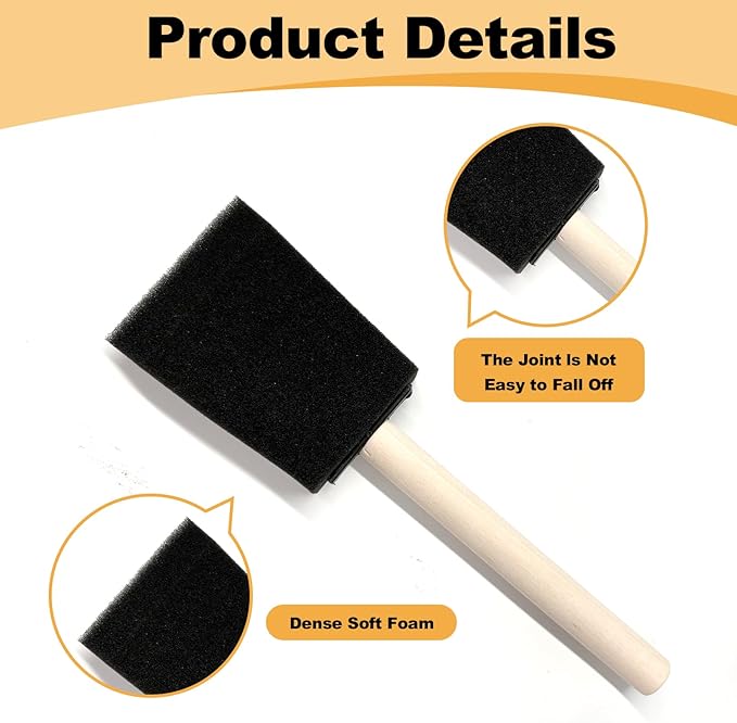 50pcs Round Stencil Brush and Small Foam Brush Set with High Density Foam for Small Crafting(5/16", 1/2", 3/4", 1", 1-1/2", 2")