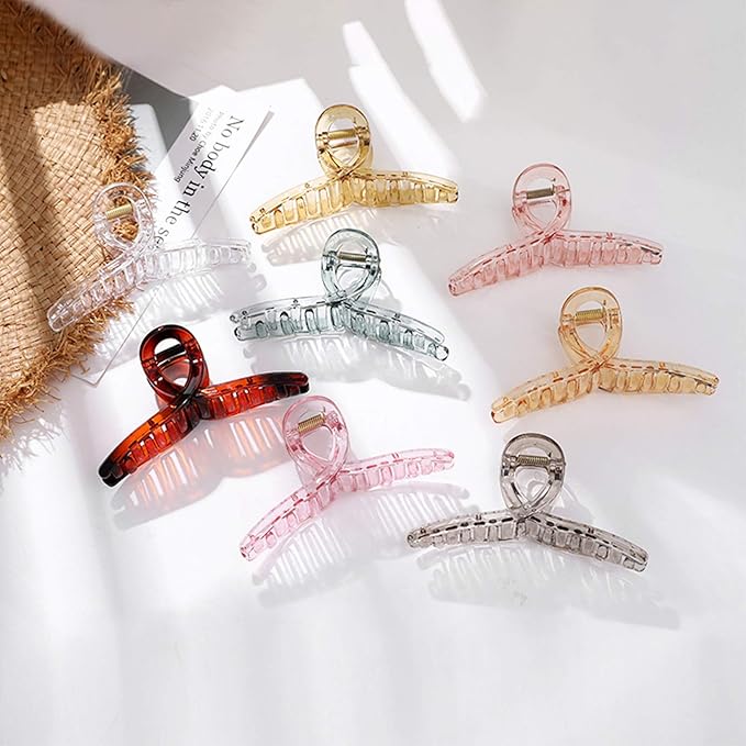 Big Hair Claw Clips Transparent Candy Color Big Jaw Butterfly Hair Claw Clamp Large Strong Hold Barrette Hair Accessories for Women 4 PCS