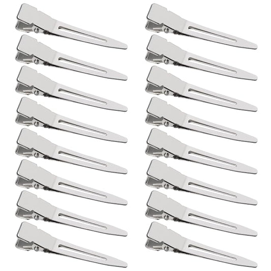 100 Pack 1.77 Inch Single Prong Pin Curl Duckbill Clips,Silver Setting Section Hair Clips Metal Alligator Clips for Hair Extensions
