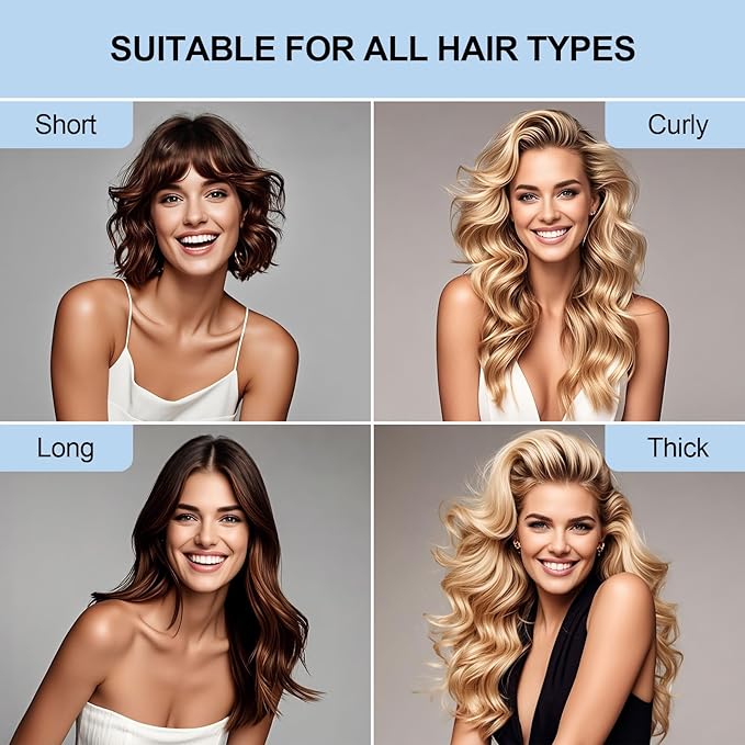 Heatless Curls Overnight Set - Jumbo Overnight Hair Curlers to Sleep In, Soft Velvet Hair Rollers for Women, No Damage Curls Styling Tools (4pcs Blue）