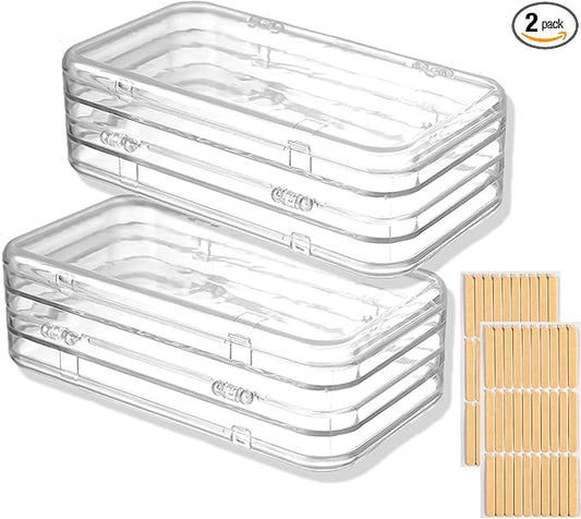 2 Pack Tri-Fold Press On Nail Organizer Case - 4-Page Portable Storage Box for Fake Nails, Clear PET Plastic Travel Holder (6×3.2×1.8 inch)