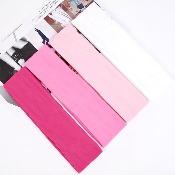 Huachi Pink Headbands for Women Valentines Day 16 Pack Elastic Hair Bands for Women' Hair Non Slip Soft Cloth Fabric Trendy Head Bands, White & Pink