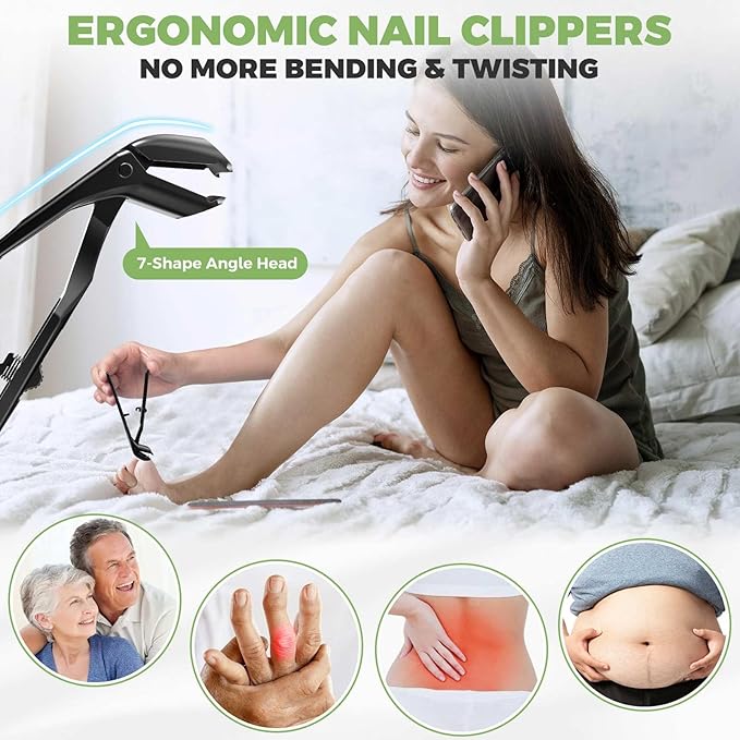 2026 Toenail Clippers for Seniors Thick Toenails, Angled Head Large Toe Nail Clippers for Thick Nails for Men, Heavy Duty Ingrown Toenail Clippers with Wide Jaw, Slanted Nail clippers with Long Handle