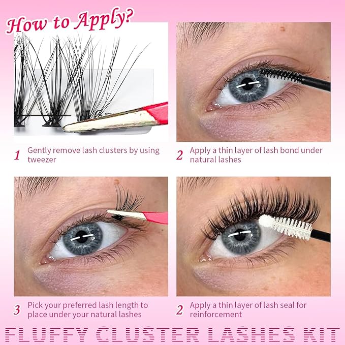 RITALASH Lash Extension Kit 60D+80D DIY Lash Clusters 280pcs Cluster Lashes Individual Lashes Eyelash Extension Kit with Lash Bond and Seal,Lash Tweezers(60D+80D Kit,9-15mm Mixed)
