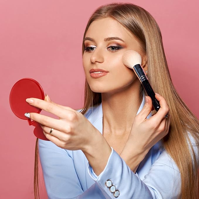 36 Pcs Compact Mirror Bulk Portable Round Makeup Mirror Mini Foldable for Purse Women Travel Daily Use Mother‘s Day Gifts (Red)