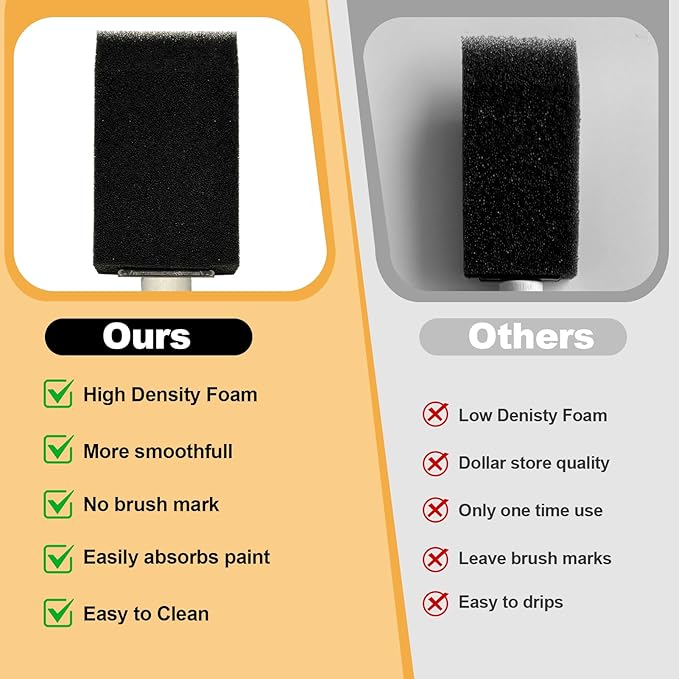 50pcs 1" Foam Brush with High Density Foam, Sponge Brush for Small Project