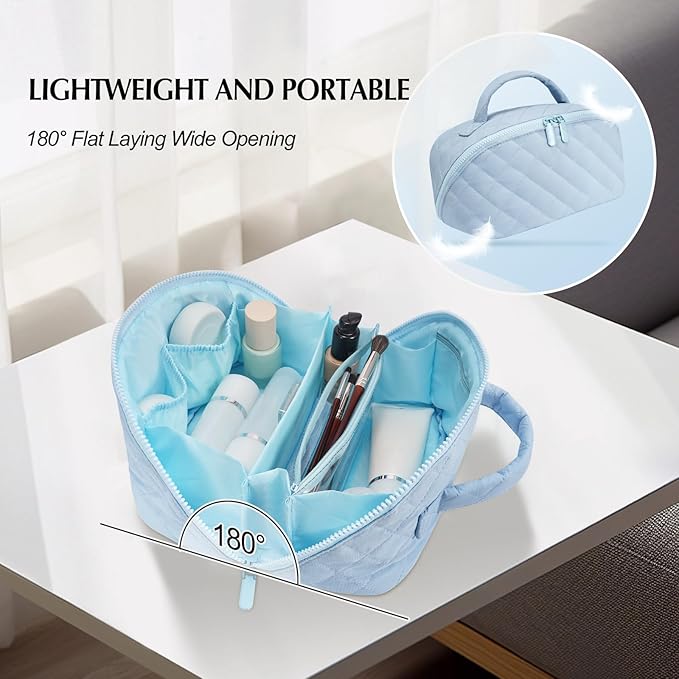 Makeup Bag, Quilted Makeup Bag, Puffy Travel Make up Bags, Cosmetic Organizer Bag, Waterproof Toiletry Bag for Women