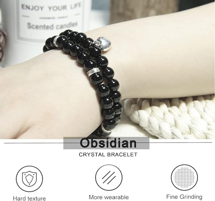 2Pcs Healing Crystal Bracelets for Women Handmade Beaded Bracelet Healing Prayers Crystal 8mm Natural Stone Beads Bracelet Stress Relief Get Well Soon Gifts