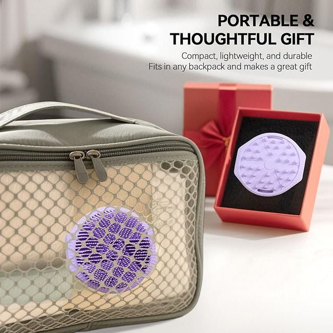 Dual-Sided Silicone Body Scrubber, Silicone Loofah for Shower Exfoliating Body Brush Scrubber for Men and Women for All Skin, Scalp Massager Lather Well＆Easy to Clean (Purple)