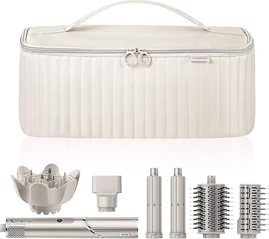 Travel Carrying Case for Hair Dryer Shark Flexstyle Dyson Airwrap Brush Hair Accessories Tools Storage Bag for Revlon Hairdryer Styler Organizer (Beige)