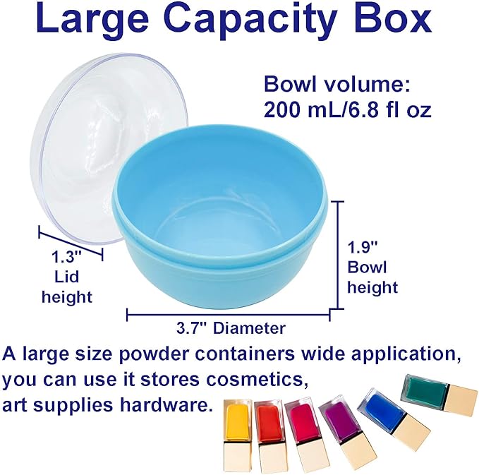 Storage Body Powder Container, Large 3.5" Fluffy Body After-Bath Powder Case, Baby Care Face/Body Villus Powder Puff Box, Makeup Cosmetic Talcum Powder Container with Hand Holder (Blue)