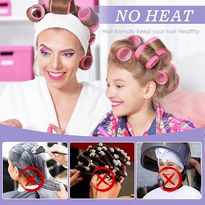 5 Size Hair Rollers, 72Pcs Roller Set, Hair Curlers for Blowout Look Long, Short Hair, Jumbo Large Big Small 30 Hair Rollers, 40 Roller Clips, Tail Comb, Storage Bag