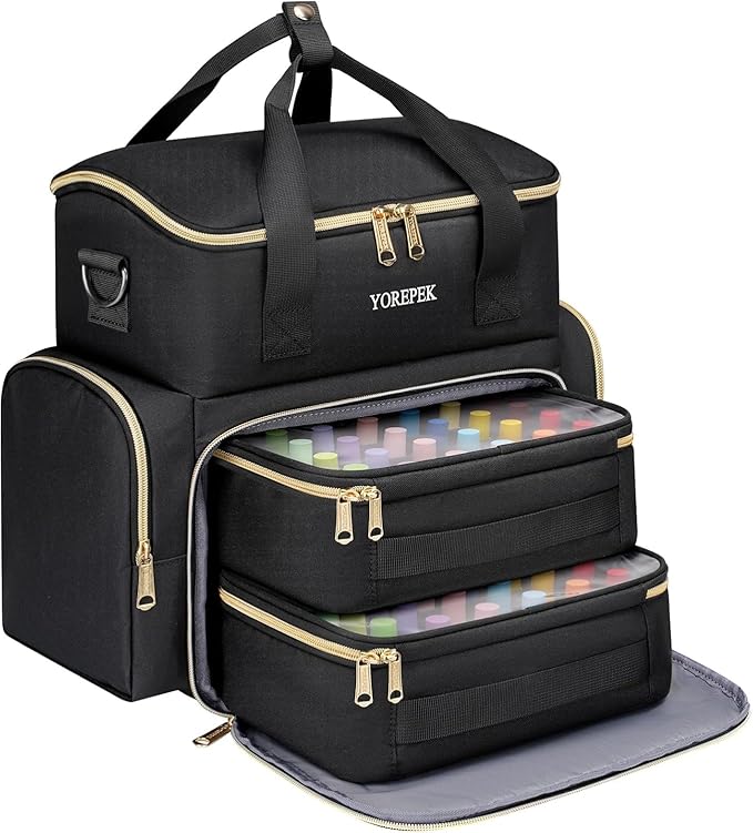 YOREPEK Extra Large Nail Polish Organizer Case Holds 48 to 100+ Bottles (15ml/0.5 fl.oz) UV lamp, Gel Polish Travel Case Bag with 2 Removable Pouches Fits Nail Suppiles, Gift for Manicurist, Girls