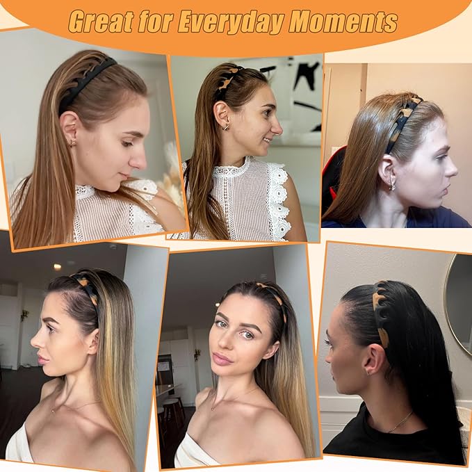 Silicone Headbands for Women Non Slip Comb Headband with Teeth Non-Crackable Hair bands for Women's Hair Fashion Accessories (Amber 1PC, 1 Count (Pack of 1))