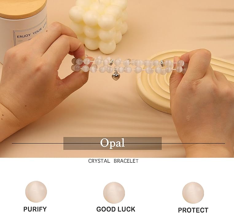 2Pcs Healing Crystal Bracelets for Women Handmade Beaded Bracelet Healing Prayers Crystal 8mm Natural Stone Beads Bracelet Stress Relief Get Well Soon Gifts