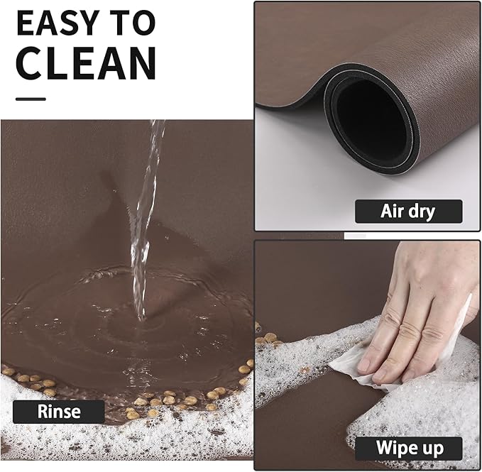 Dog Food Mat - Absorbent Cat Mat for Food and Water, No Stains Pet Feeding Bowl Mat, Easy to Clean Pet Placemats, Quick Dry Dog Water Dispenser Mat for Messy Drinkers | Paw Brown 16"x 24"