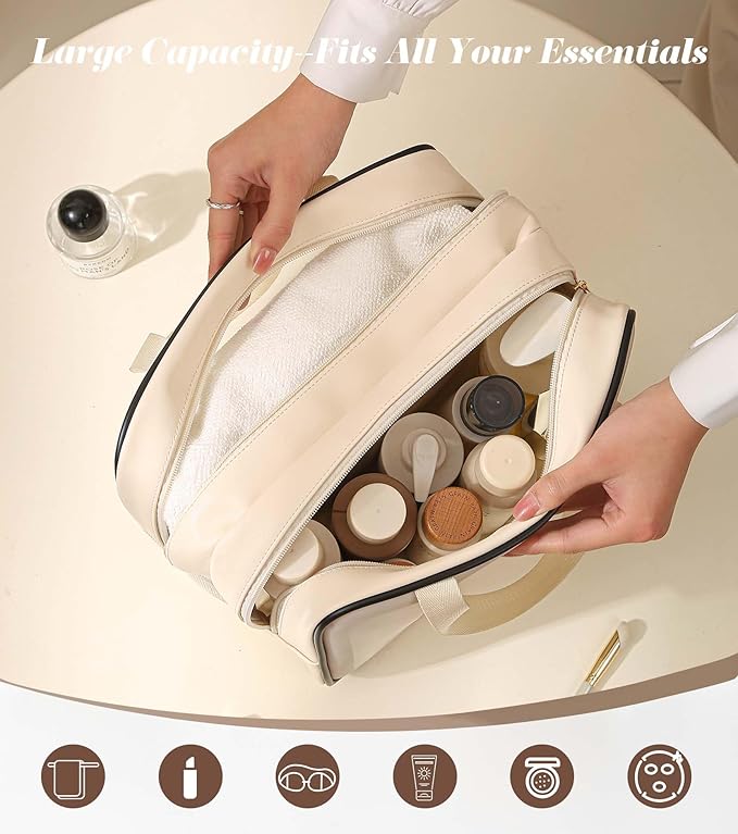 Large Travel Toiletry Bag with Dry Wet Separation– PVC Waterproof Wash Bag for Women, Clear & Matte shower bag for Gym, Overnight, Swimming, and Business Trips