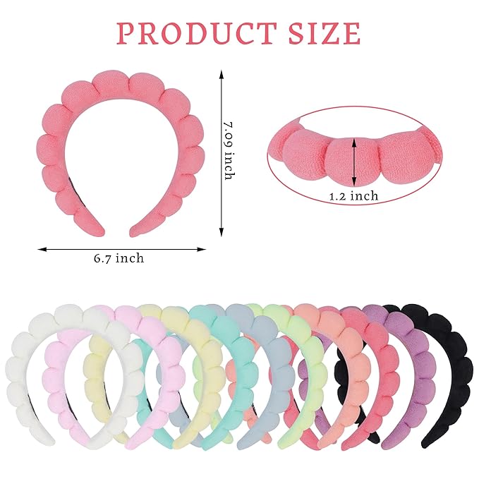 10 Pcs Spa Headband Bulk for Women Makeup Headband for Washing Face (Terry Cloth)