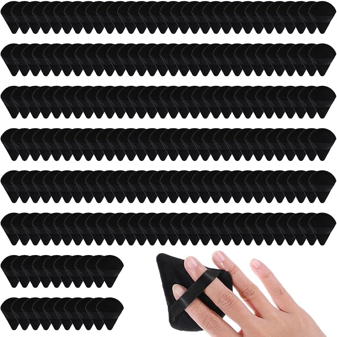 250 Pcs Powder Puff Face Soft Triangle Makeup Puff for Loose Powder Mineral Powder Body Powder Velour Cosmetic Foundation Wet Dry Sponge Makeup Tools (Black)