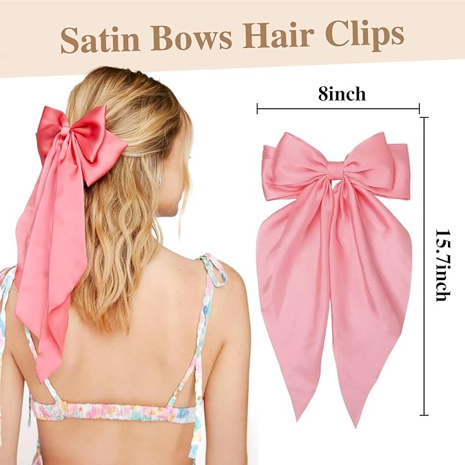 Hair Bows for Women Hair Ribbon Bow Hair Clips with Long Tails Vintage Hair Accessories for Women