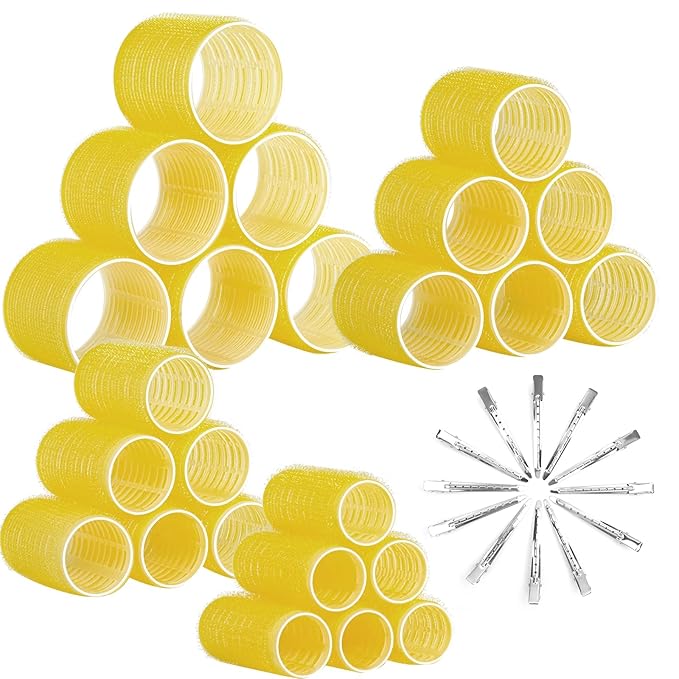 Self Grip Hair Rollers Curlers Set 36Pcs, Hair Roller Sets 4 Sizes (Jumbo, Large, Medium, Small) with Clips for Long Medium Short Thick Fine Thin Hair Volume