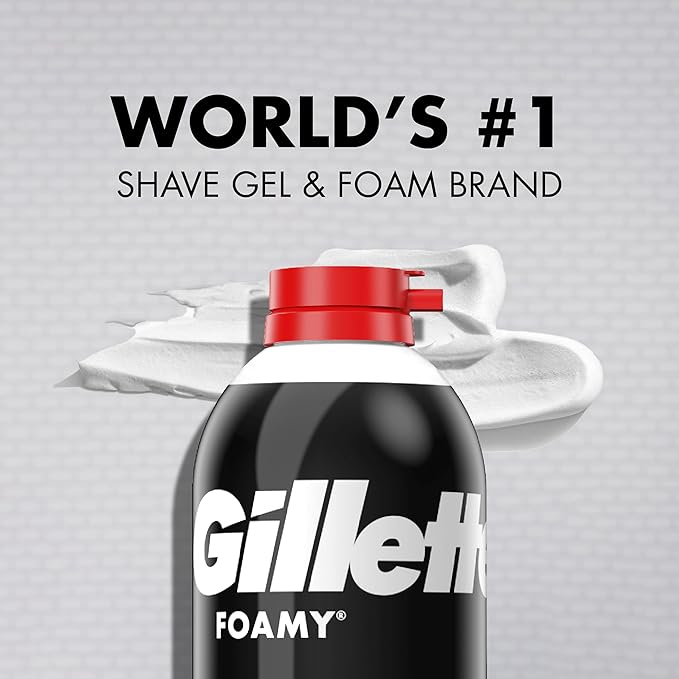 Gillette Foamy Classic Shave Foam for Men, Protection Against Shaving Irritation, Quick and Smooth Shave, shaving cream, 14.9 Oz