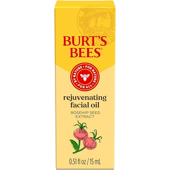 Burt's Bees Gua Sha Face Oil With Rosehip Seed Extract,Reduces Appearance of Fine Lines and Wrinkles,Use with Ice Roller & Facial Tools,Natural Origin Skin Care,0.51 fl. oz.,(Pack of 2)