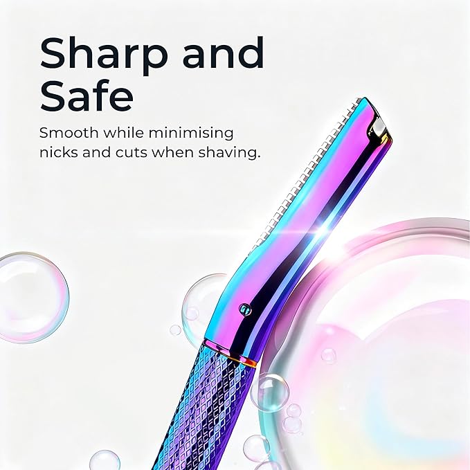 Eyebrow Razor, Face Razors for Women&Men, Eyebrow Trimmer Shaper with Precision Cover, Facial Shaver with 6 Blades (Rainbow)