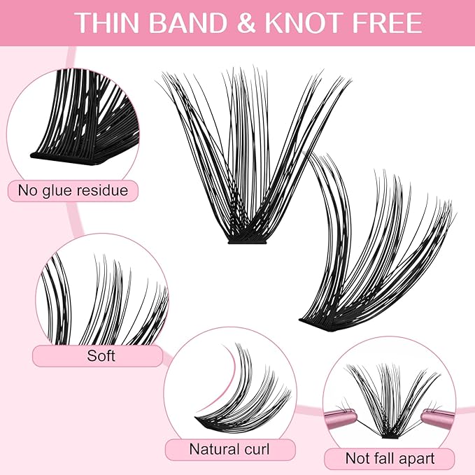 280 Pcs Individual Lashes 50D Mixed Lash Clusters 14 Rows Cluster Lashes that Look Like Eyelash Extensions DIY Lash Extension Self Application At Home (50D-D-14-20mix)