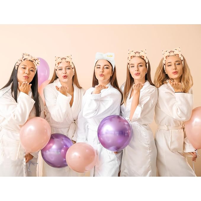 Semato Bachelorette Party Favor Set - Bride & Bridesmaid Spa Headbands (1 bride+ 7 leopard)