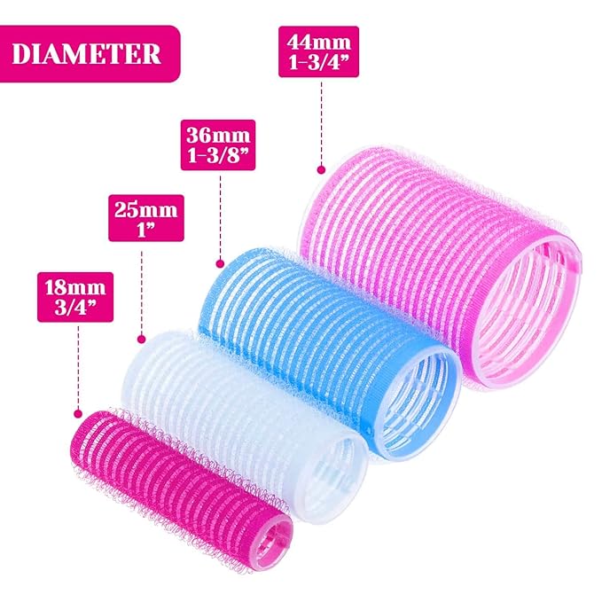 Anezus Self-Grip Rollers Set - 60 Pcs Multicolored Curlers and Clips for Hairstyling