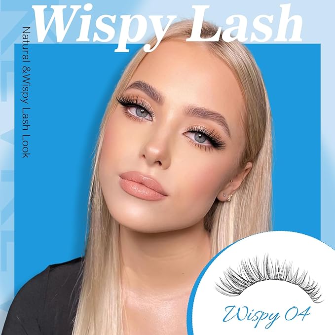 Wispy Lash Clusters Ultra-Thin Band Natural Eyelash Clusters 8-16mm Soft Cluster Eyelash Extensions Mix Length Ultra-Light Natural Look Natural Lash Clusters DIY Lash At Home(Wispy04)