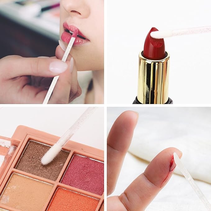 300 Pcs Disposable Mascara Wands Dual Ended Eyelash Brush Lip Brush, Lipstick Applicator Eyebrow Spoolies Brush for Eyelash Extensions - White