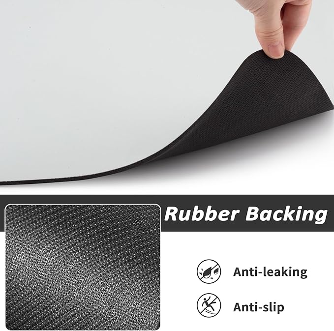 Dog Food Mat - Absorbent Cat Mat for Food and Water, No Stains Pet Feeding Bowl Mat, Easy to Clean Pet Placemats, Quick Dry Dog Water Dispenser Mat for Messy Drinkers | Paw Light Grey 16"x 24"