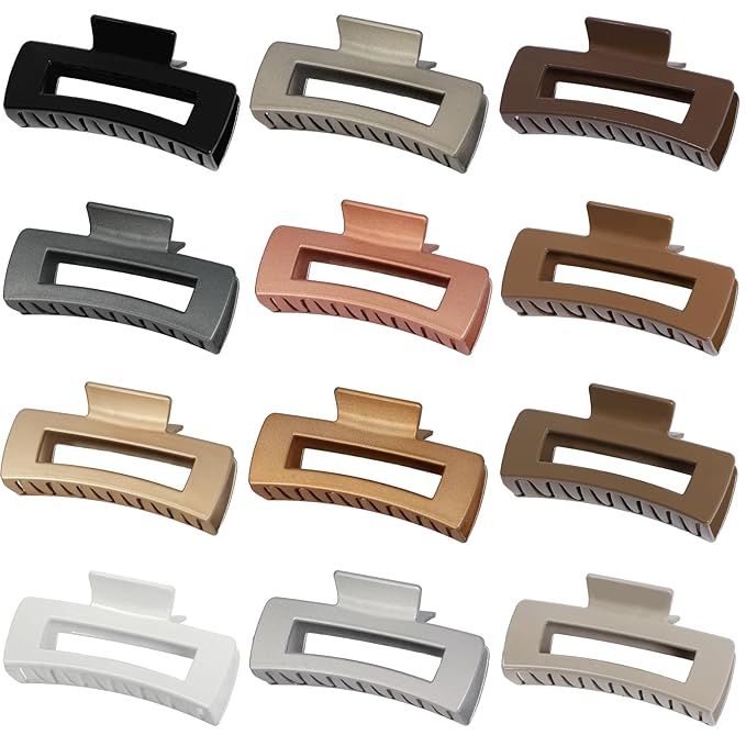 4.1 Inch Large Hair Claw Clips 12 Pcs Big Claw for Thick Hair Square Hair Clips Jumbo Jaw Clips Bulk Hair Accessories for women and Girls (Gold)