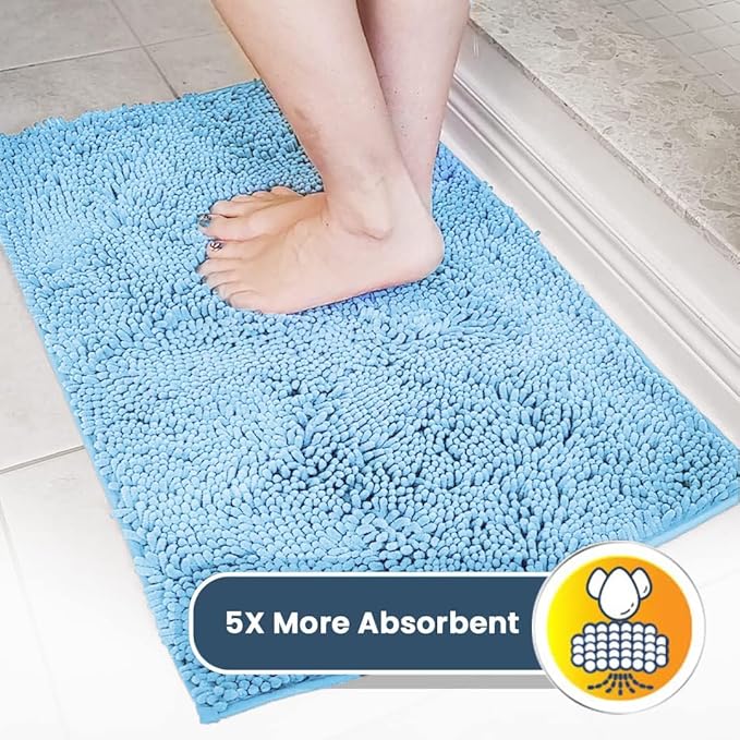 Muddy Mat® | Super Absorbent Door Mat Indoor, Microfiber Quick Dry Chenille Entryway Rug, Non-Slip Front Door Mat, Indoor Mats for Entryway, Machine Washable Pet Rug, Sky Blue 24"x35"