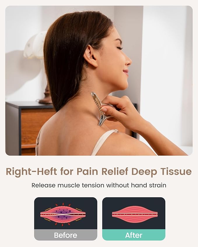 lifechill Trigger Point Massage Tool for Deep Tissue Pain Relief, Muscle Scraper Tool for Fascia Release, Metal Body Gua Sha Tool, Lymphatic Drainage Massager, Hand, Foot, Neck and Shoulder Massage