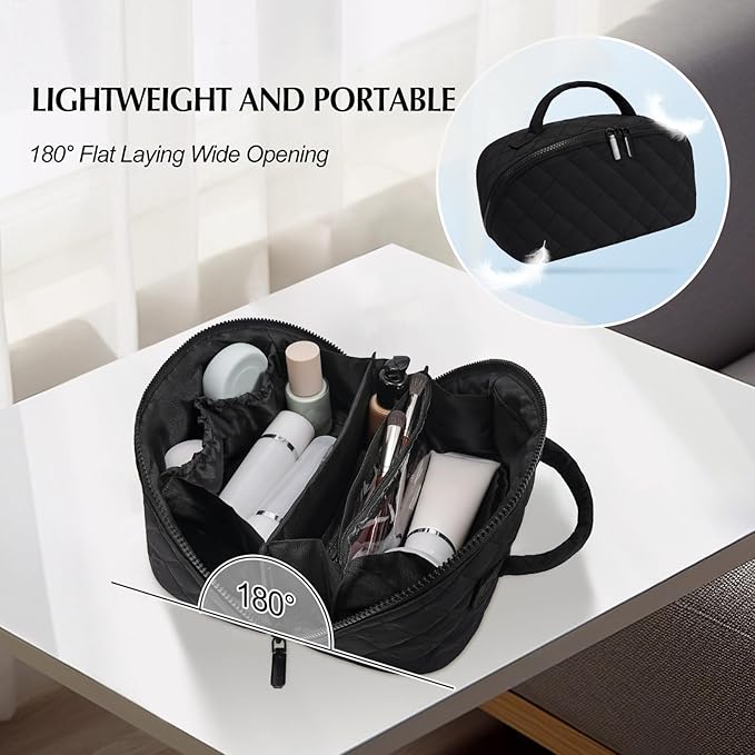 Makeup Bag, Quilted Makeup Bag, Puffy Travel Make up Bags, Cosmetic Organizer Bag, Waterproof Toiletry Bag for Women