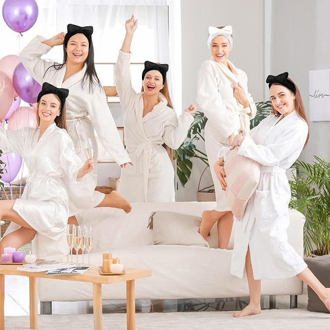 Jaciya Bachelorette Party Favors Spa Makeup Headband 8 Packs Bride Bridesmaid Headband Bridal Shower Gifts Wedding Hair Accessories(White,Black)