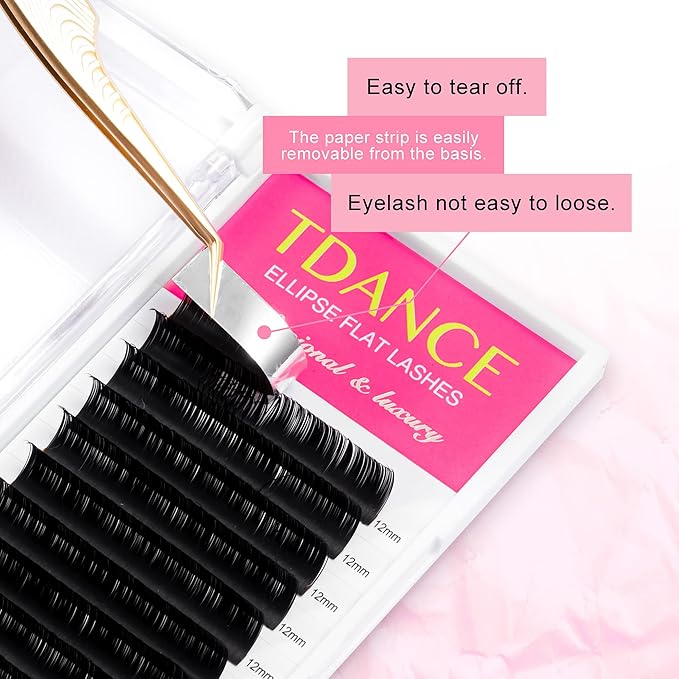 TDANCE Classic Lash Extensions Flat Lashes Eyelash Extensions 0.15mm DD Curl Ellipse Eyelash Extensions 8-15mm Mixed Black Matte Individual Lashes Salon Use(Flat,DD-0.15,8-15mm)