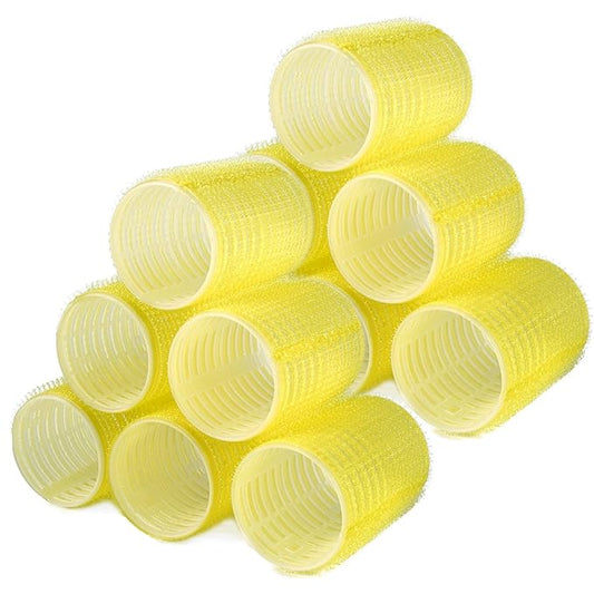 Hair Rollers, 12 Pack Self Grip Salon Hairdressing Curlers, DIY Curly Hairstyle, Large Rollers 1.57In Yellow