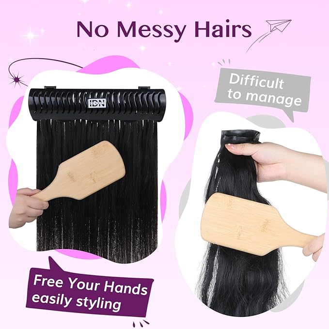 IDN BEAUTY Hair Extension Holder Stand for Styling, 4 Installation Modes With Tool, Hair Extension Holder Designed to Securely Hold Your Extensions for Washing, Styling, Packing and Storing (Black)