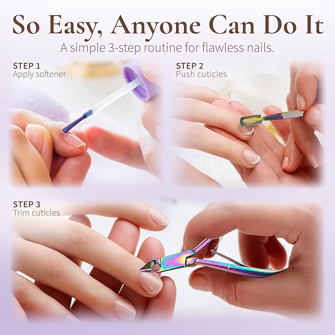 Professional Cuticle Cutter Stainless Steel Cuticle Nippers with Sharp Blades and Double Spring Cuticle Clippers - Nail Cuticle Trimmer Tool for Manicure & Pedicure Beauty at Home/Spa/Saloon