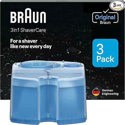 Braun Clean & Renew Refill Cartridges CCR, Replacement Shaver Cleaner Liquid Solution for Clean&Charge System, Pack of 3