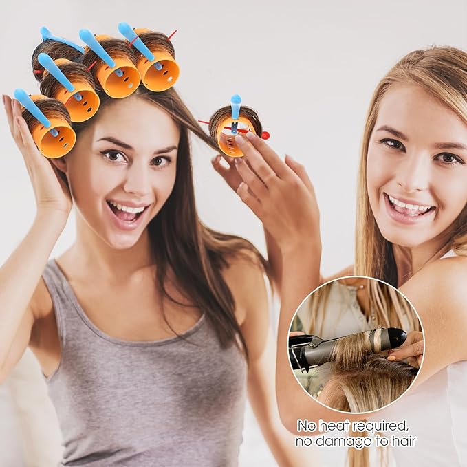 WILLBOND 141 Pcs Hair Rollers Set Include Plastic Hair Rollers with Pins and Clips(Mixed Color)