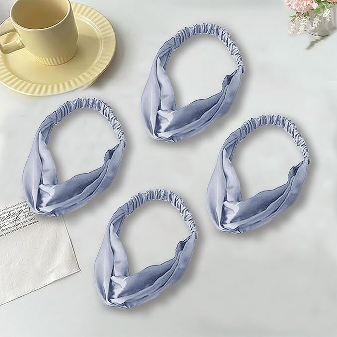 4PACK Womens Silk Headband Satin Headbands Silky Hairband Wide Head Bands Hair Wrap Fashion Hairbands Accessories