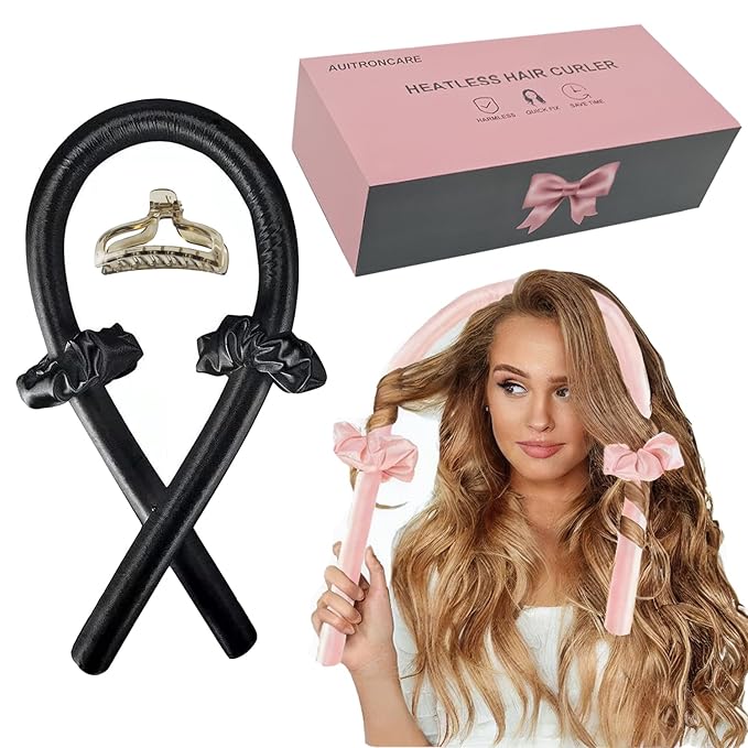 Heatless Curls Overnight,Hair Curlers to Sleep In,No Heat Satin Curling Rod Set Rollers,Sleeping Blowout Headband, Foam Curly Tie Ribbon Styling Tool for Long Hair