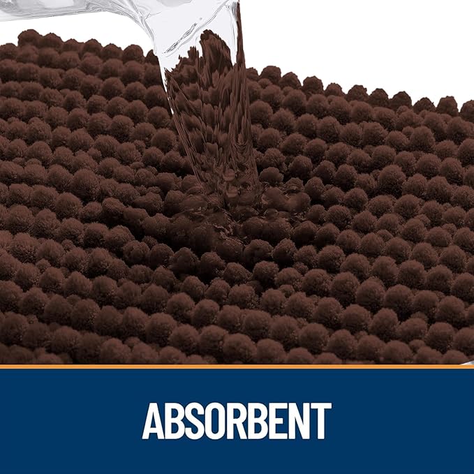 OLANLY Dog Door Mat for Muddy Paws 70x24, Ultra Absorbent Chenille Mud Doormat, Non-Slip Washable and Dirt Trapping Doormat for Indoor Entryway, Quick-Dry Indoor Pet Bed Mats for Dogs, Brown
